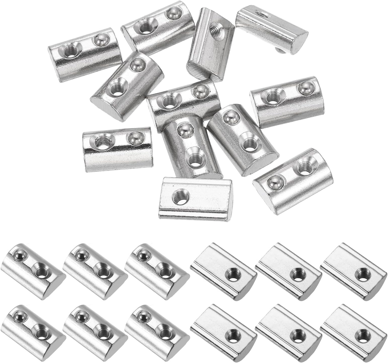 PATIKIL M5 Half Round Roll in Spring t Nuts, 12 Pcs 4545 Series Carbon Steel t Slot Spring Nuts for 10mm Aluminum Extrusion Profile 3D Printer DIY Tools Furniture Assembly, Silver