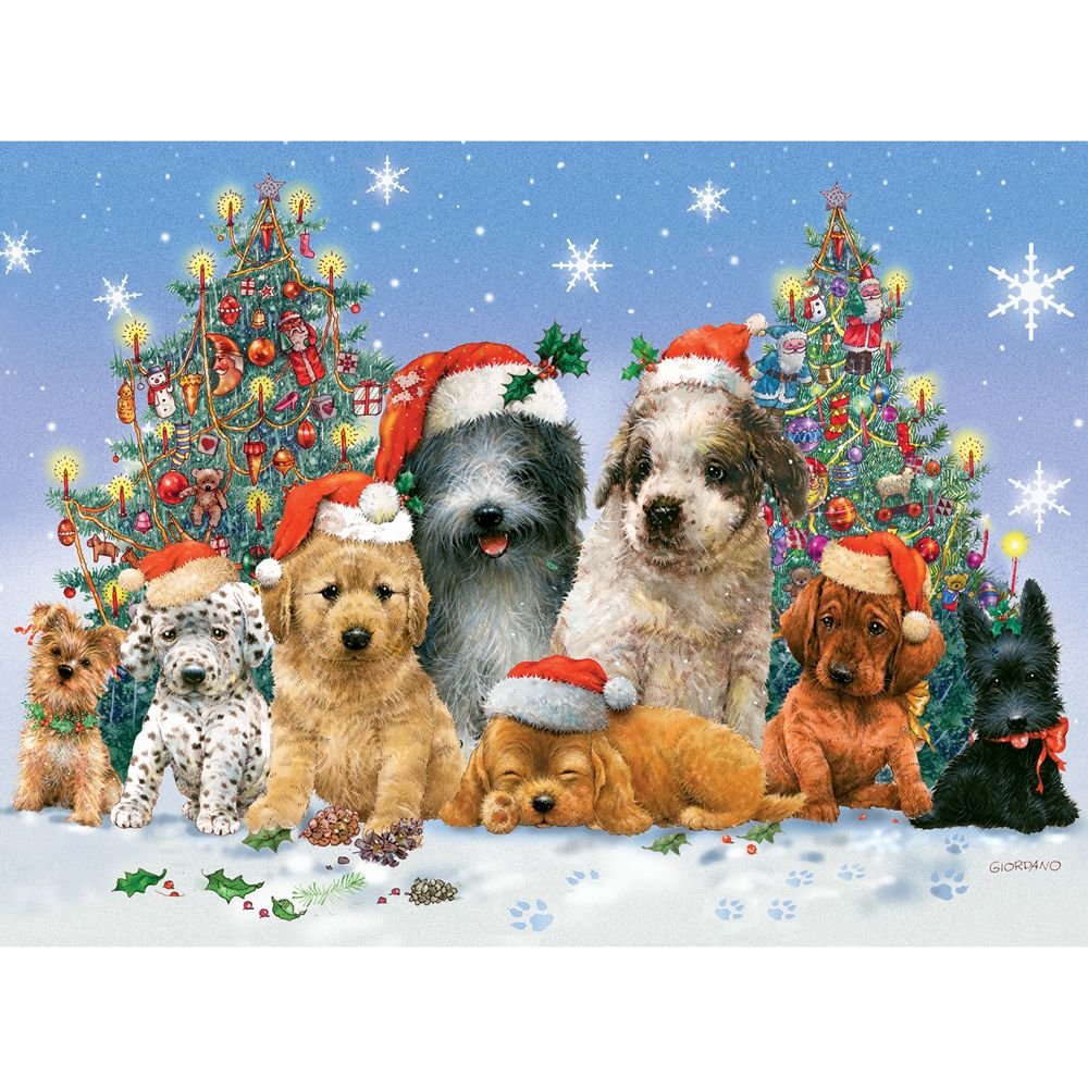 Bits and PiecesBits and Pieces - 1000 Piece Jigsaw Puzzle for Adults 20"X27" - Canine Christmas - 1000 pc Dog Jigsaw by Artist Giordano Studios