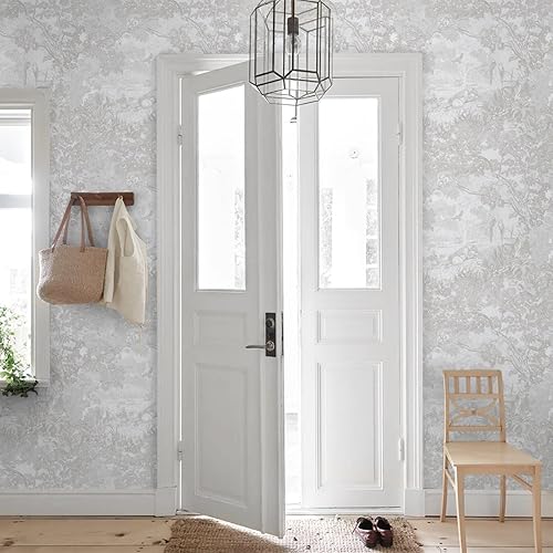 Miniatura 36 de Ismoon Papel tapiz azul de 17.3 x 78.7 pulgadas, papel de pared neutro para despegar y pegar, vintage, extraíble, autoadhesivo, animales