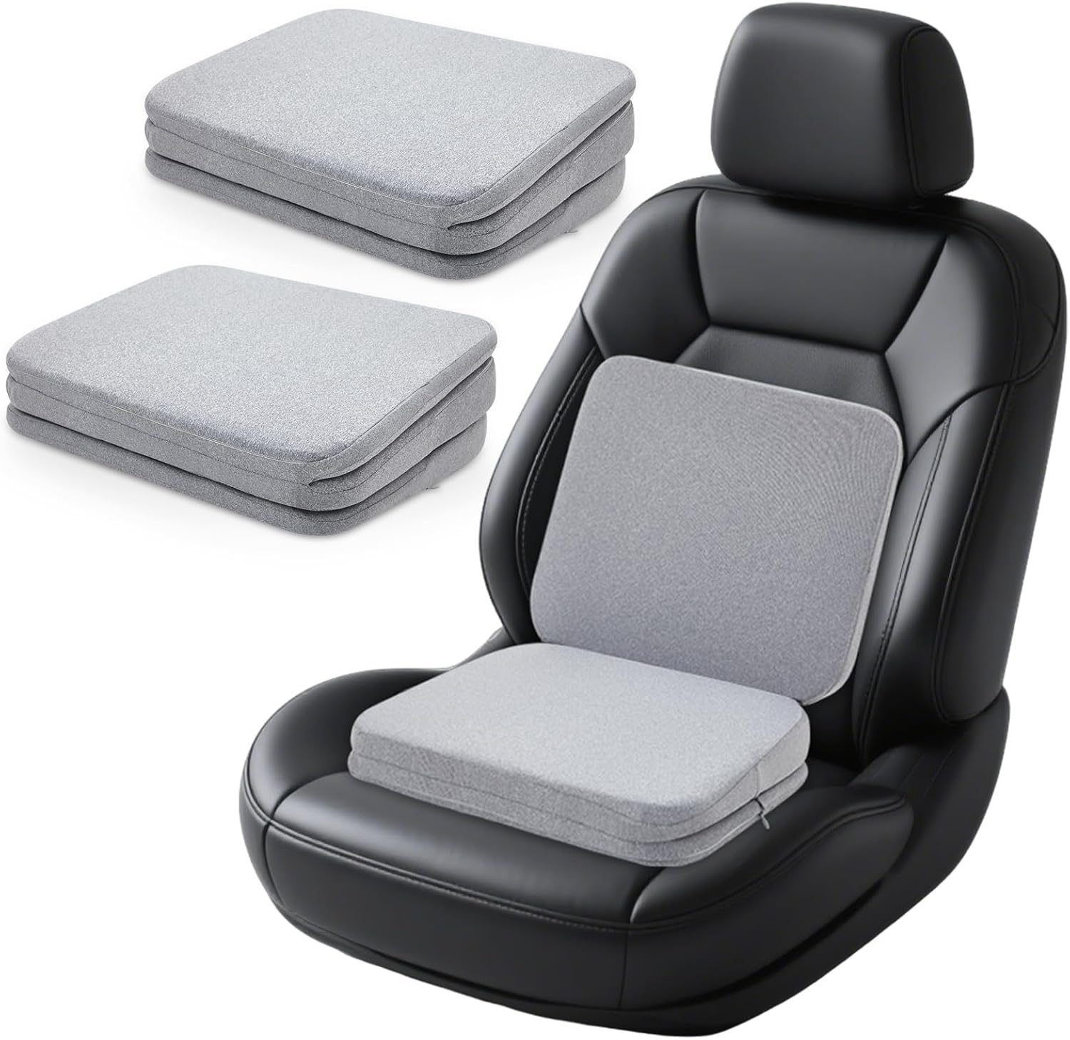 Vicenpal 2 Pcs Adjustable Car Booster Seat for Short Drivers Trifold Adult Booster Seat Cushion Breathable Supportive Car Boost Pad Increase Field of View for Trucks Office Chair SUVs Pain Relief