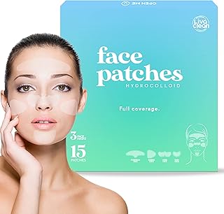 15 CT Livaclean Hydrocolloid Face Mask - Pore Nose Chin Spot - Full Face Spot Patches Large Big Hydrocolloid Face Patches Large Hydrocolloid Patch Strips Large Spot Patch Nose Patch Hydrocolloid