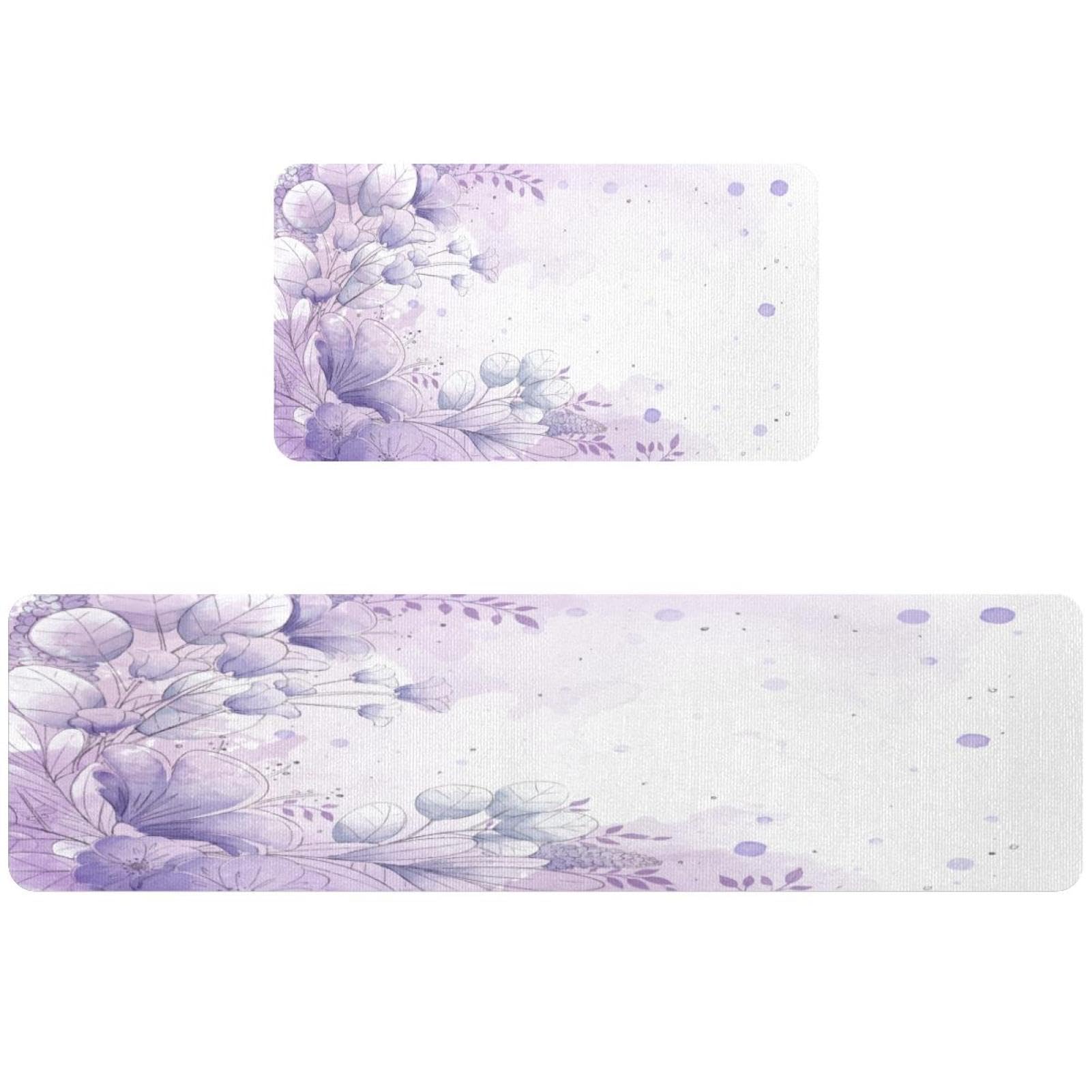 Alfombras antifatiga de cocina VAPOKF tapetes premium antideslizantes diseño floral lila