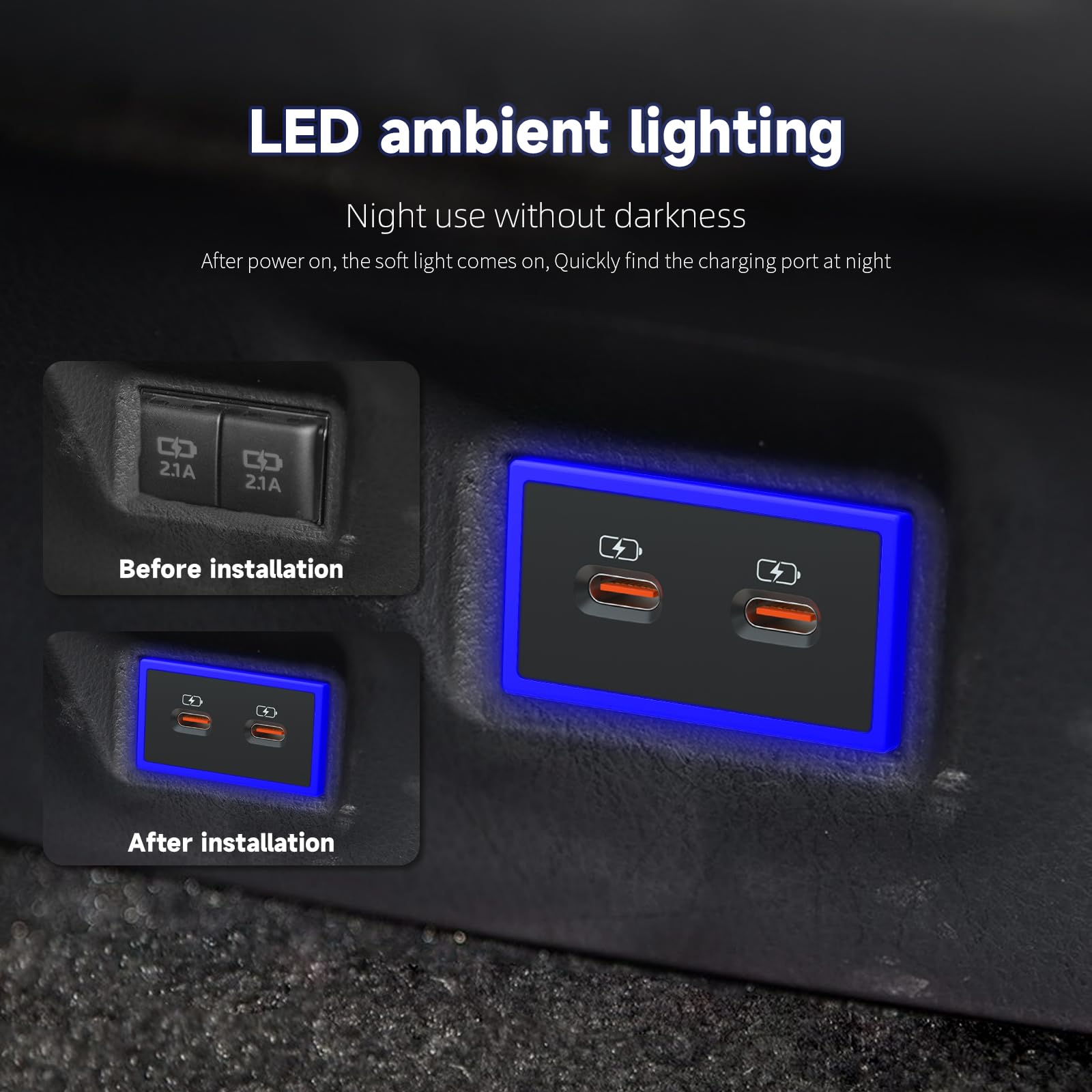 Toyota USB-C Ladegerät – PD 3.0 Schnellladung, Dual Port, Mit LED-Licht