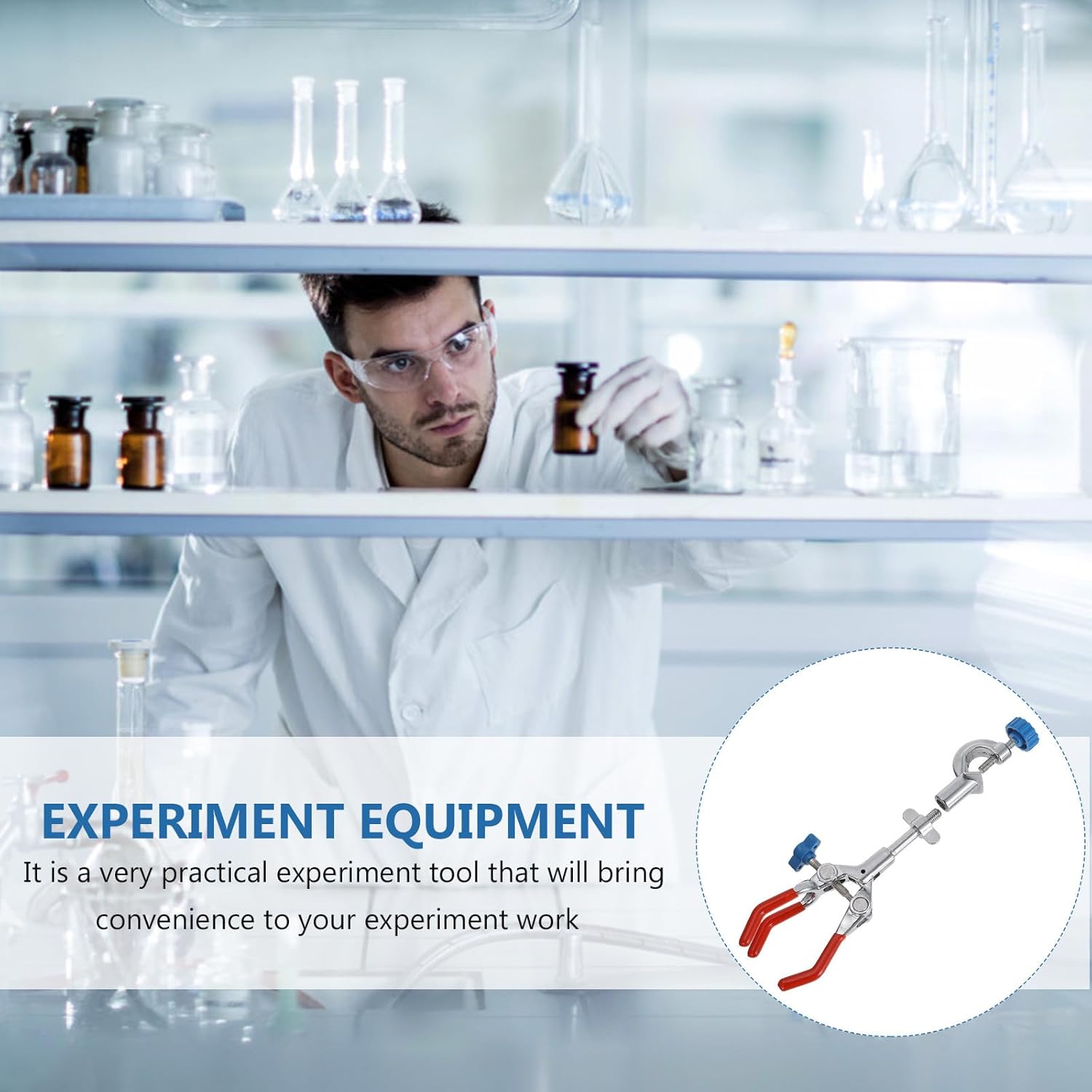 Generic Three-prong Adjustable Flask Clamp Laboratory Extension Flask Clip Support Holder for Science Experiment Tube and Beaker – Multi-use Tube Clamp for Lab Equipment