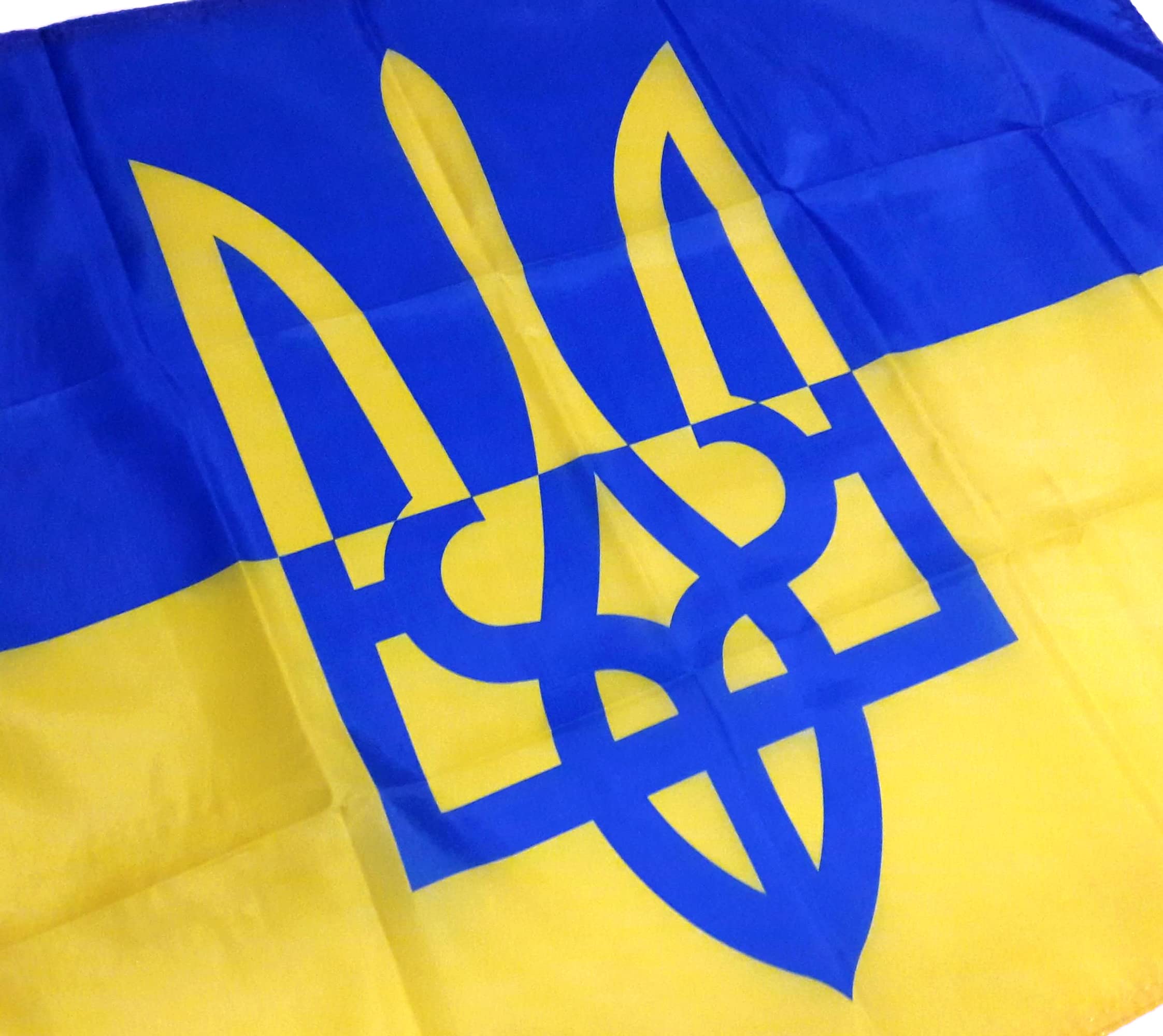 Amazon.co.jp: ウクライナ共和国 国章旗 トルィーズブ フラッグ 三叉槍