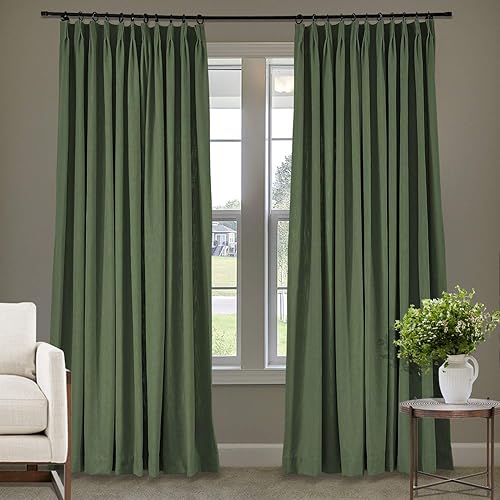 Miniatura 137 de Frelement Cortinas plisadas de lino de algodón extra anchas para oscurecer la habitación, 120 pulgadas de ancho x 96 pulgadas de largo, cortinas