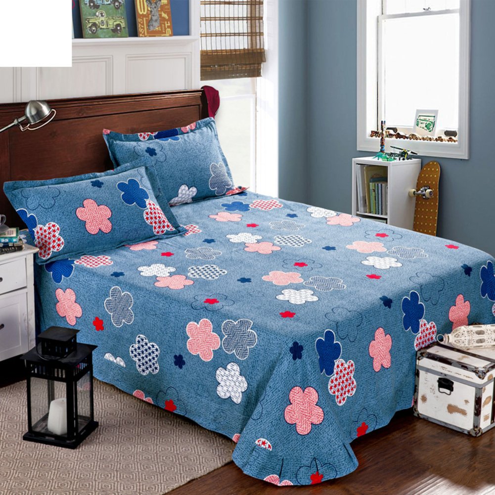 Drap plat coton abrasif 250x245cm grand lit double respirant et doux