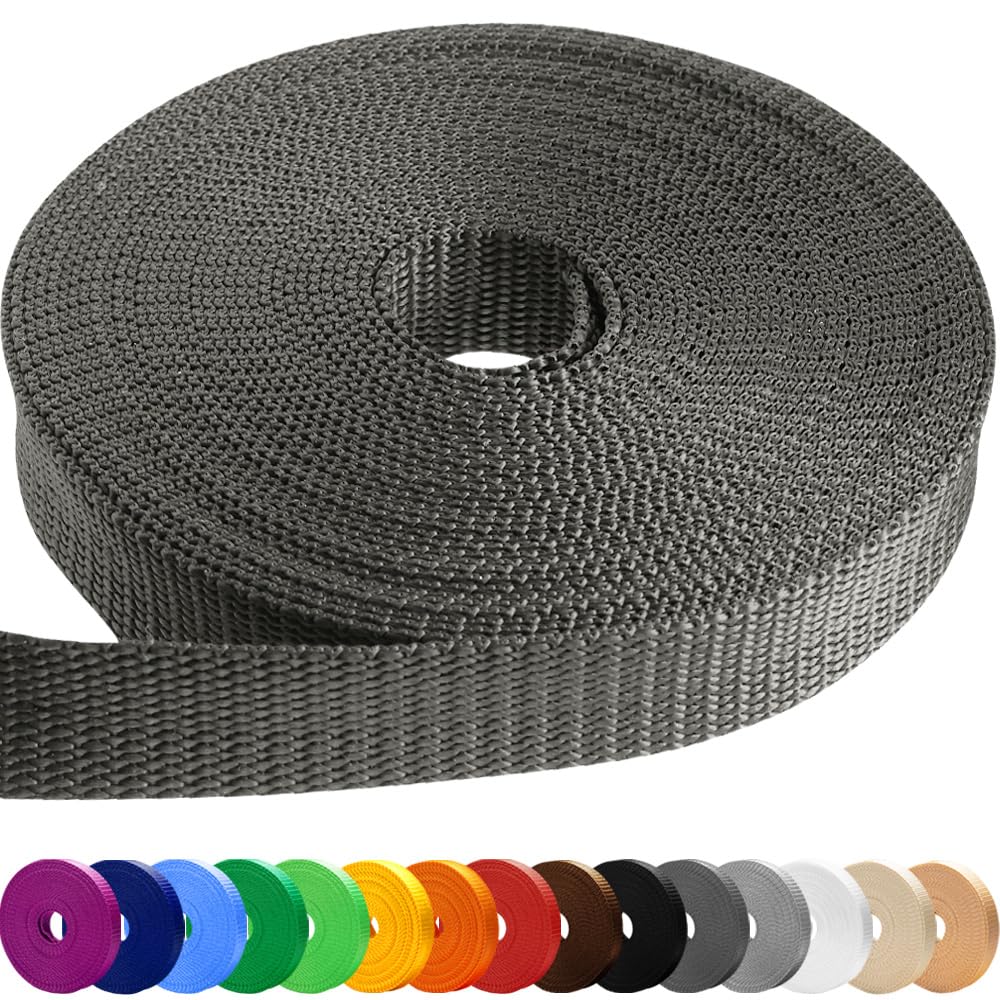 TECEUM 50 mm Gurtband – Holzkohle – 23 Meter - Gurtband zum Klettern im Freien drinnen Basteln DIY (2” 25y)