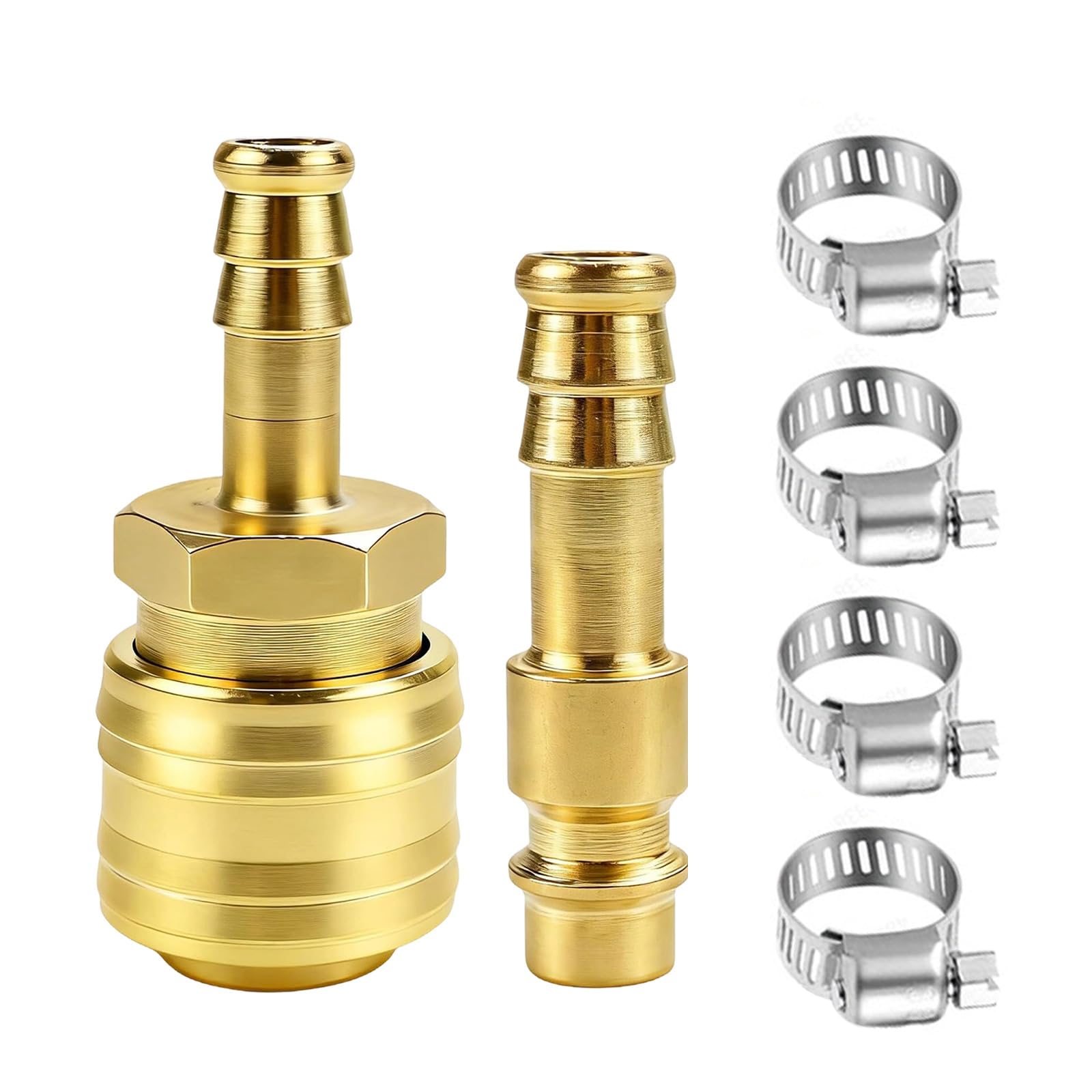 8mm / 10mm Copper Air Compressor Coupling Quick Connection with 4 Hose Clamps for Secure Leakproof Connection Workshop Portable Air Structure Link