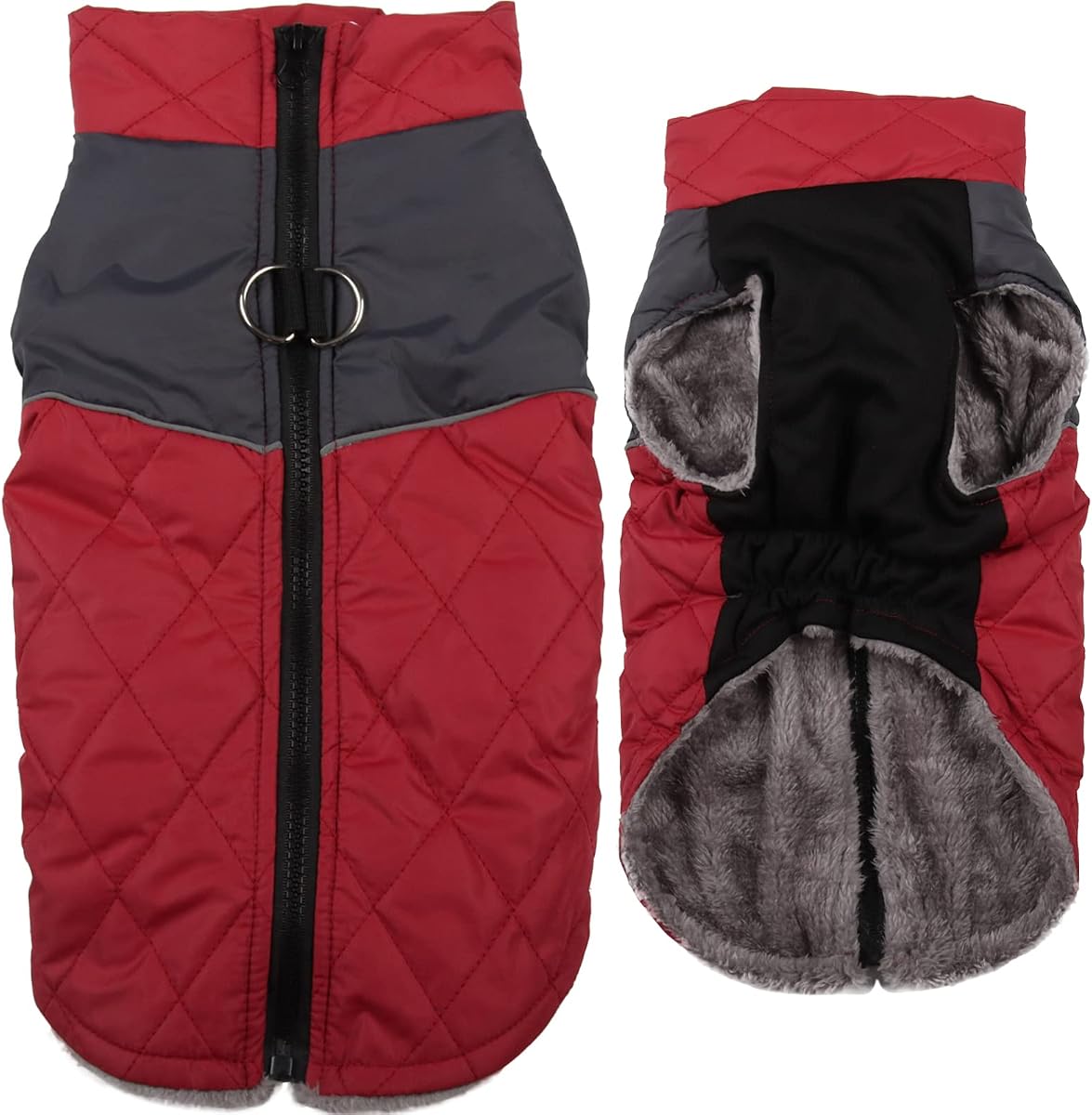 JoyDaog Winter Dog Coats for Small Dogs,Puppy Jacket with Harness,Red S