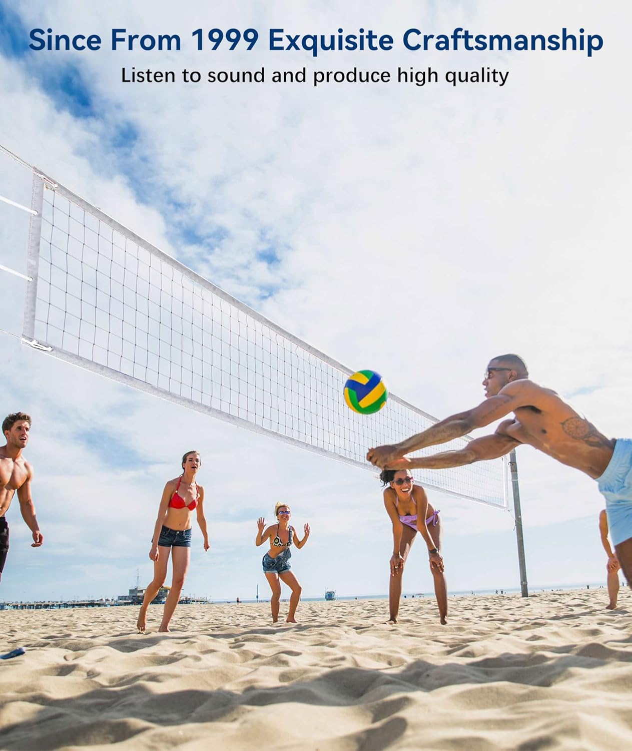 𝙉𝙀𝙒 Professional Volleyball Net Heavy Duty, 46 FT Aircraft Steel Cable, Upgraded Weather Resistant, Portable for Outdoor & Indoor, Pool, Trees, Backyard, Yard, Beach, Park, 32x3FT(Net Only)