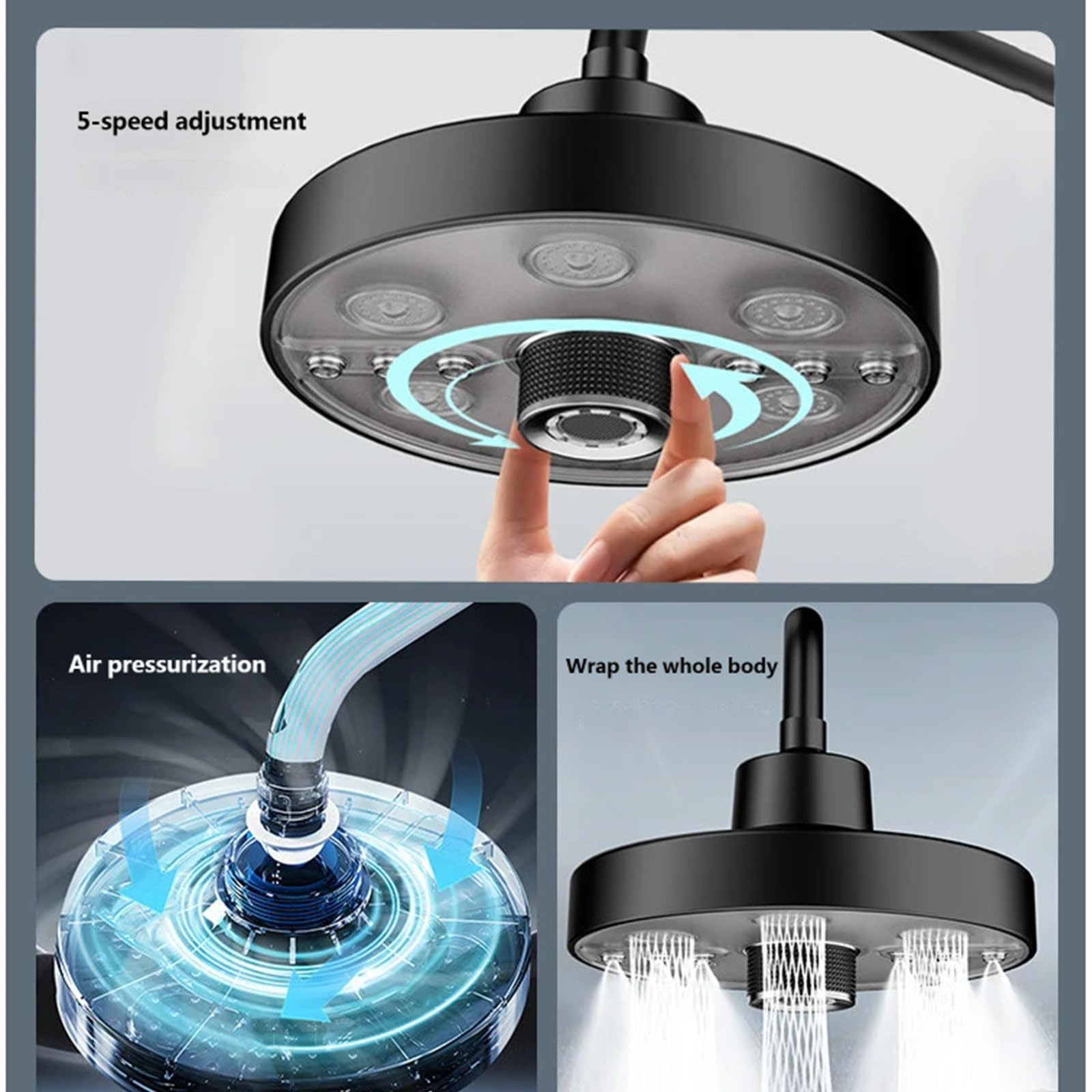 Cabezal de ducha multimodo con enjuague en forma de, F