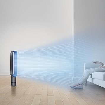 Dyson Cool AM07 Air Multiplier Bladeless Tower Fan, 70 oscillation, 10 levels (Iron/Blue)