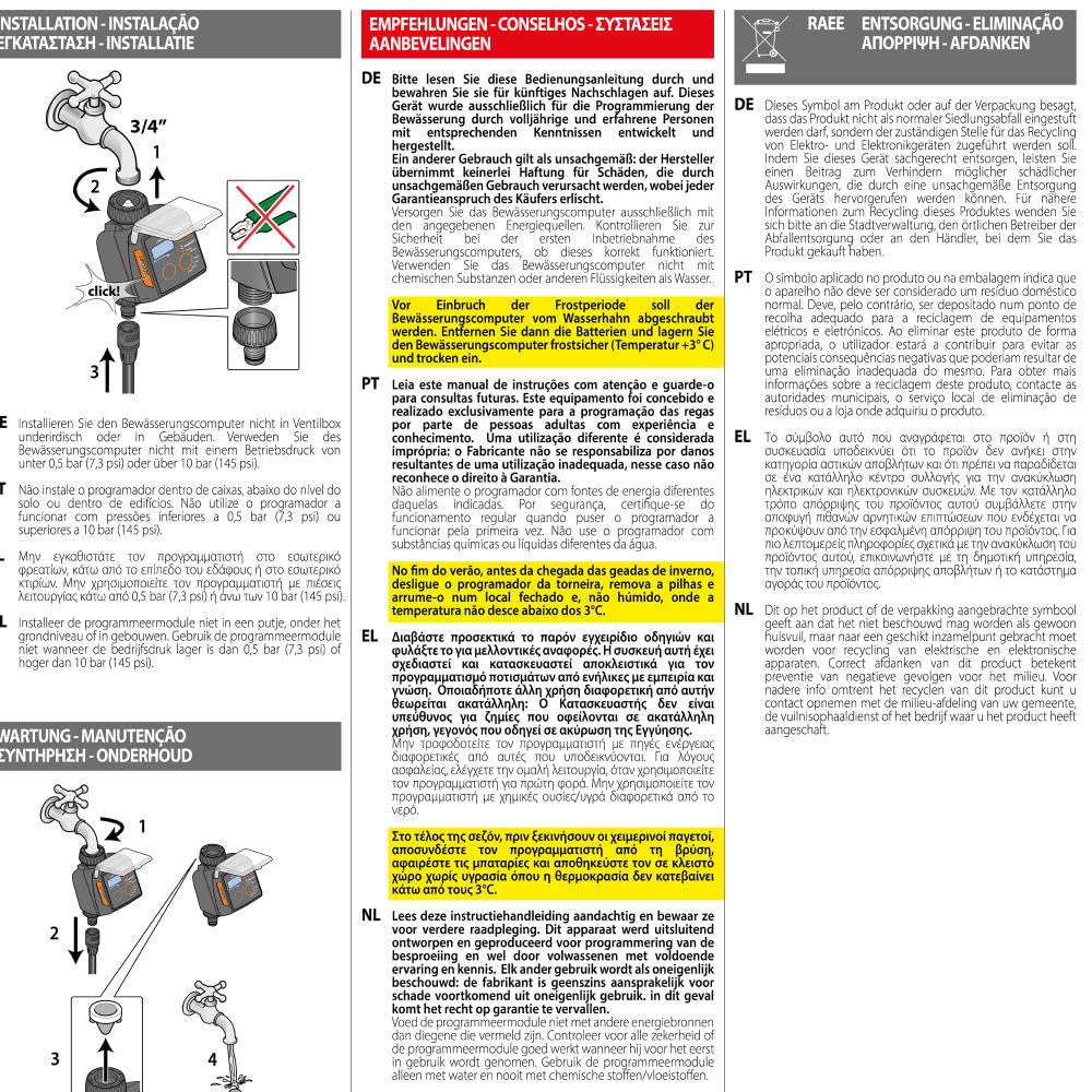 Claber Tempo Select, programmatore digitale a rubinetto a una via