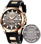 MEGALITH Mens Watch Military Sports: Chronograph Silicone Strap Wrist Watches for Men Black - Waterproof Large Face Fashion Casual Date Watch