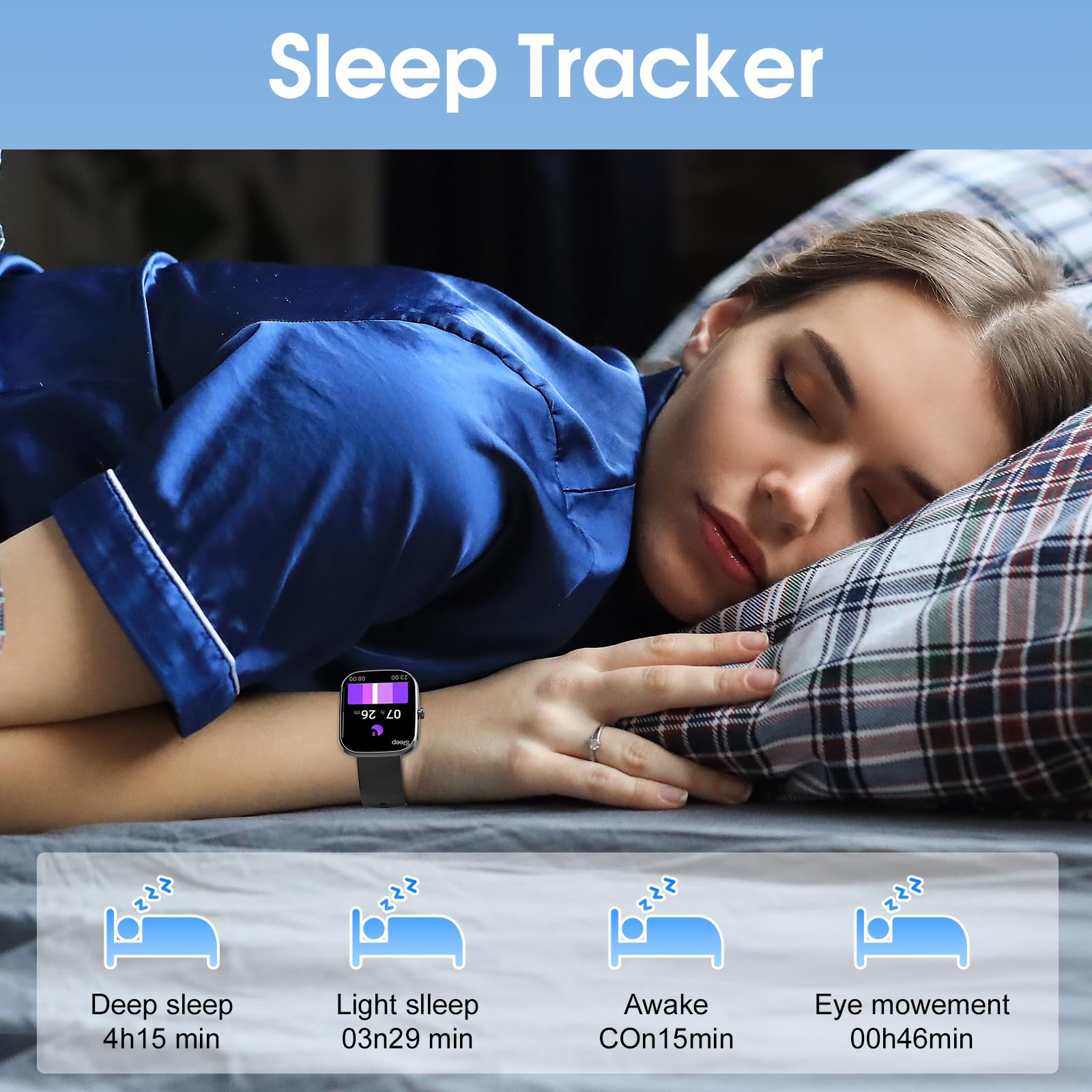 Csasan Smartwatch Uomo Donna con Effettua/Risposta Chiamate, 1.91'' HD Orologio Smartwatch con Contapassi/Sonno/Cardiofrequenzimetro, 110+ Modalità Sportive Fitness Tracker Impermeabile IP68, Nero
