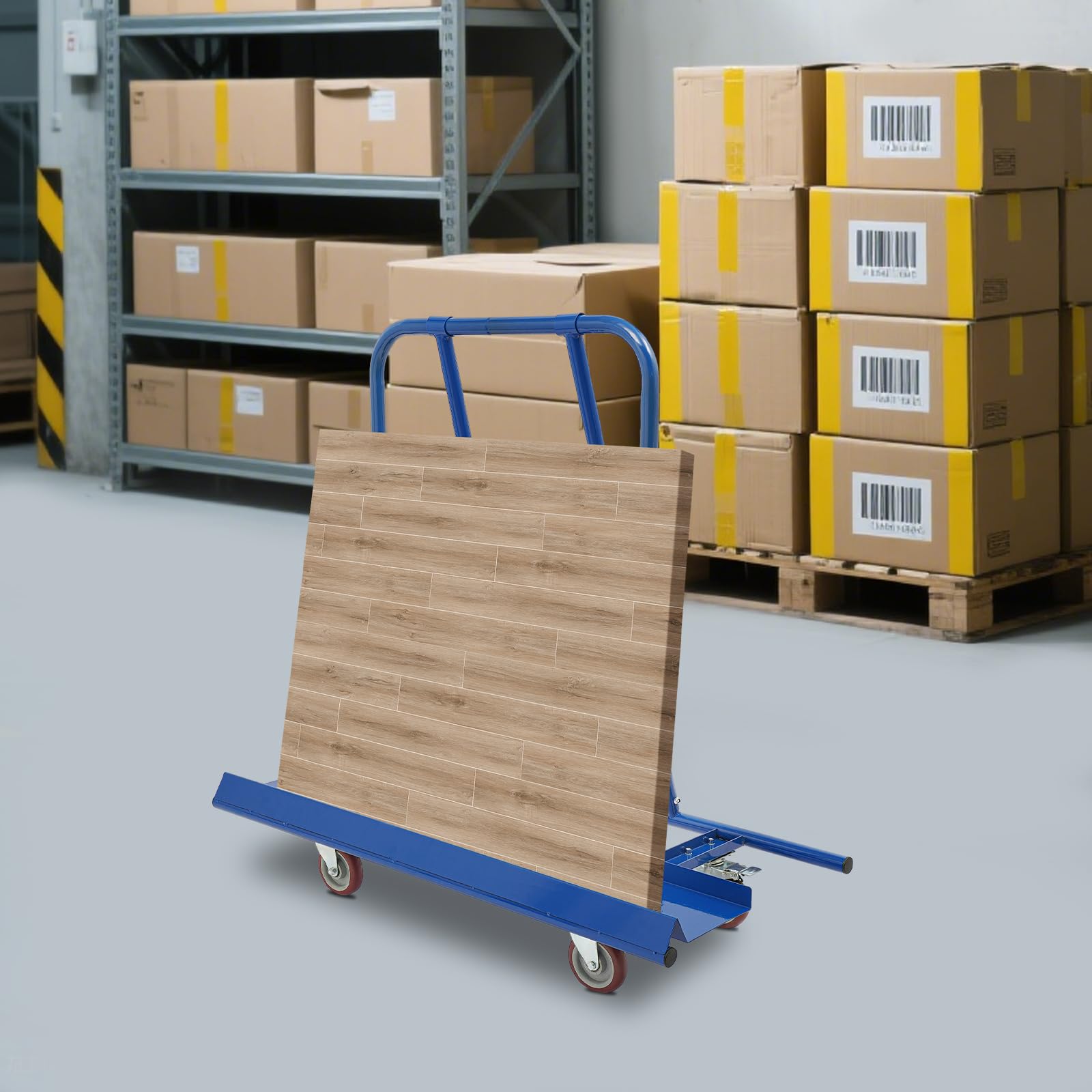 Plattenkarren, 800 kg Tragkraft, Plattenwagen mit 4 Rädern, Transportwagen für Holzplatten, Fenstern, Türen (Blau)