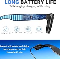 Vista 9 de Lentes inteligentes AI con cámara, gafas de cámara HD de 8 MP para hombres, mujeres, gafas de grabación AI con asistente de voz, audio de oído Negro