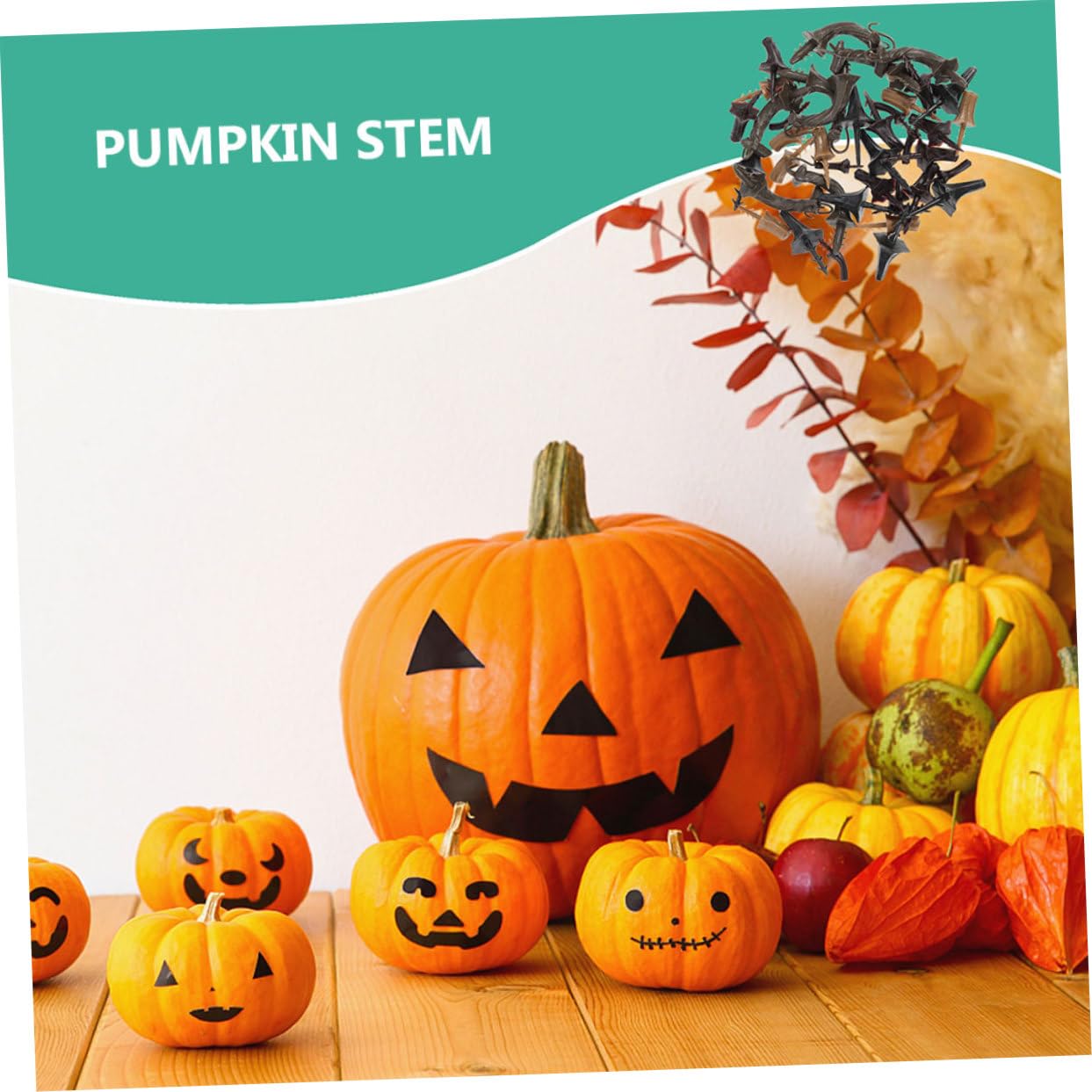 320 tiges de Citrouille artificielles pour décoration d'halloween, poignées de Citrouille en Plastique pour Bricolage sur Le thème des récoltes d'automne et Fausses tiges.