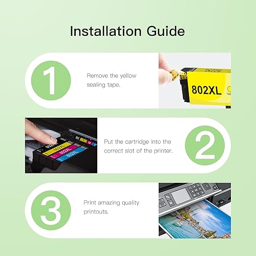 Miniatura 6 de 802XL - Cartuchos de tinta de repuesto para cartuchos de tinta Epson 802 802 XL para cartuchos de tinta Epson 802 802 XL, paquete combinado funciona