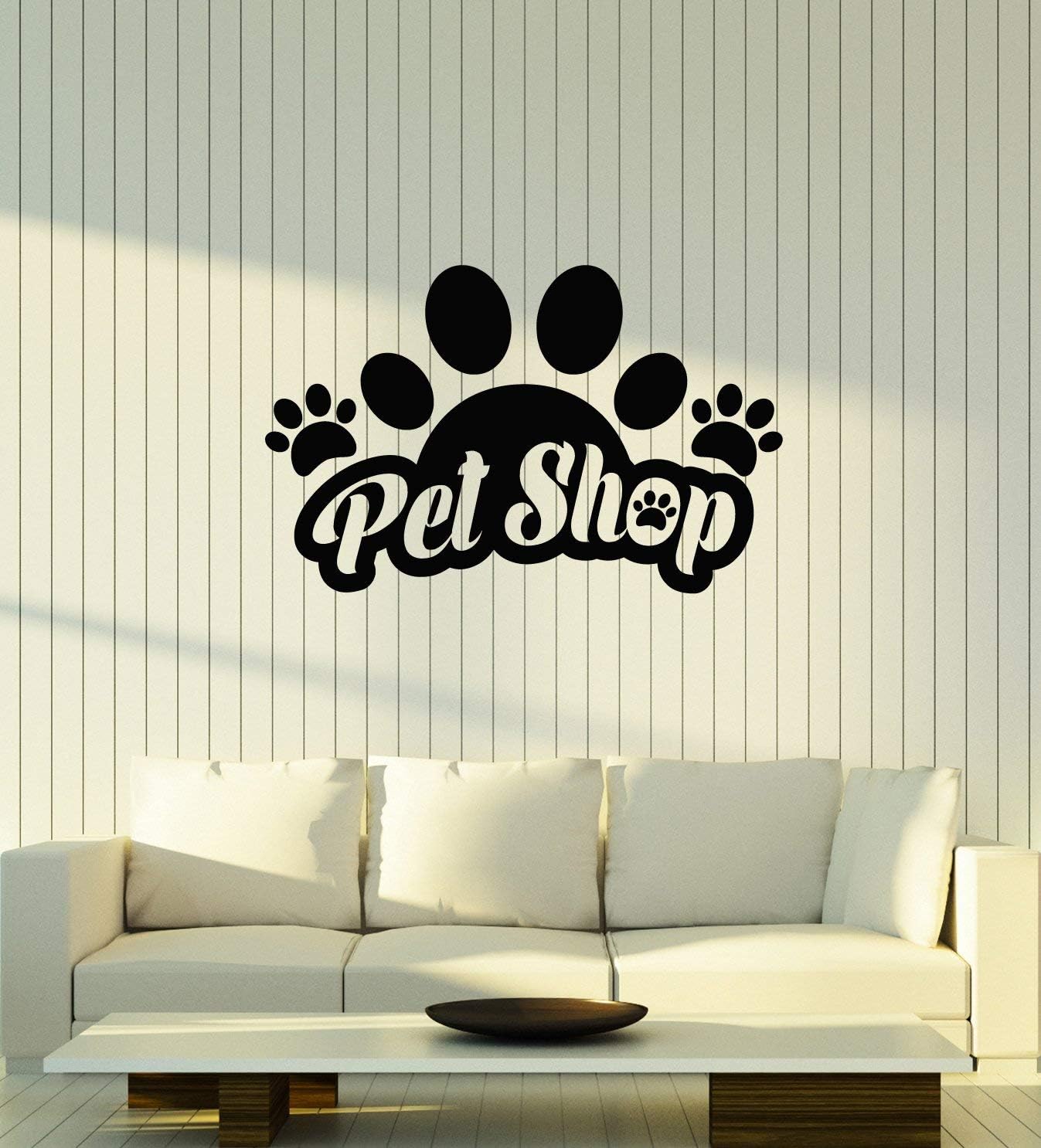 WallStickers4ever Vinyl Wall Decal Lettering Pet Shop Paw Print Home Animals Stickers Mural Large Decor (g4621) Black