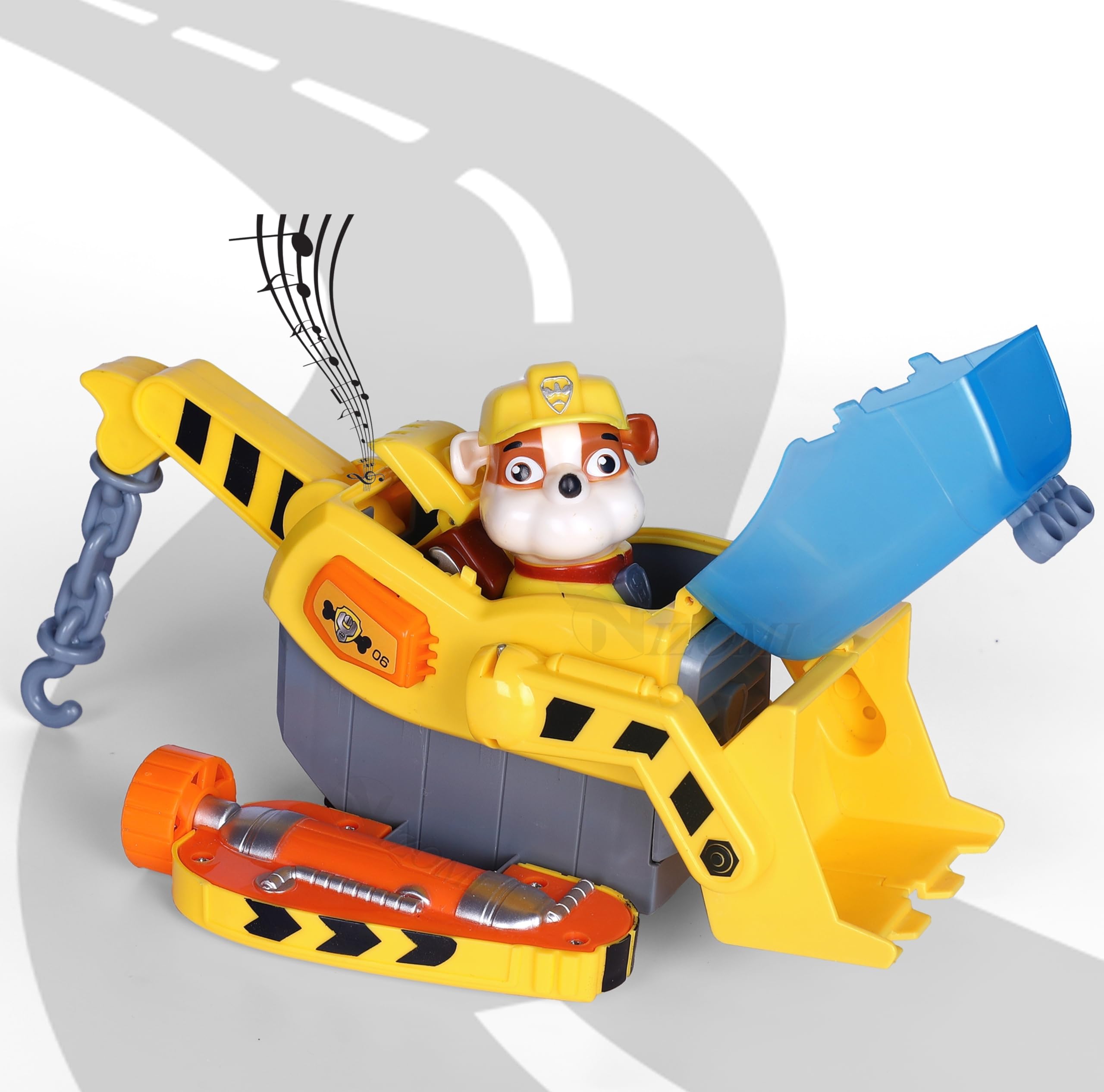 Nizomi Big Size Light and Music Mighty Pup Buddies Rescue Team Rubble, Transforming Patroling Vehicle, Real Activity Function Toys Action Figure Toys Set (Rubble)
