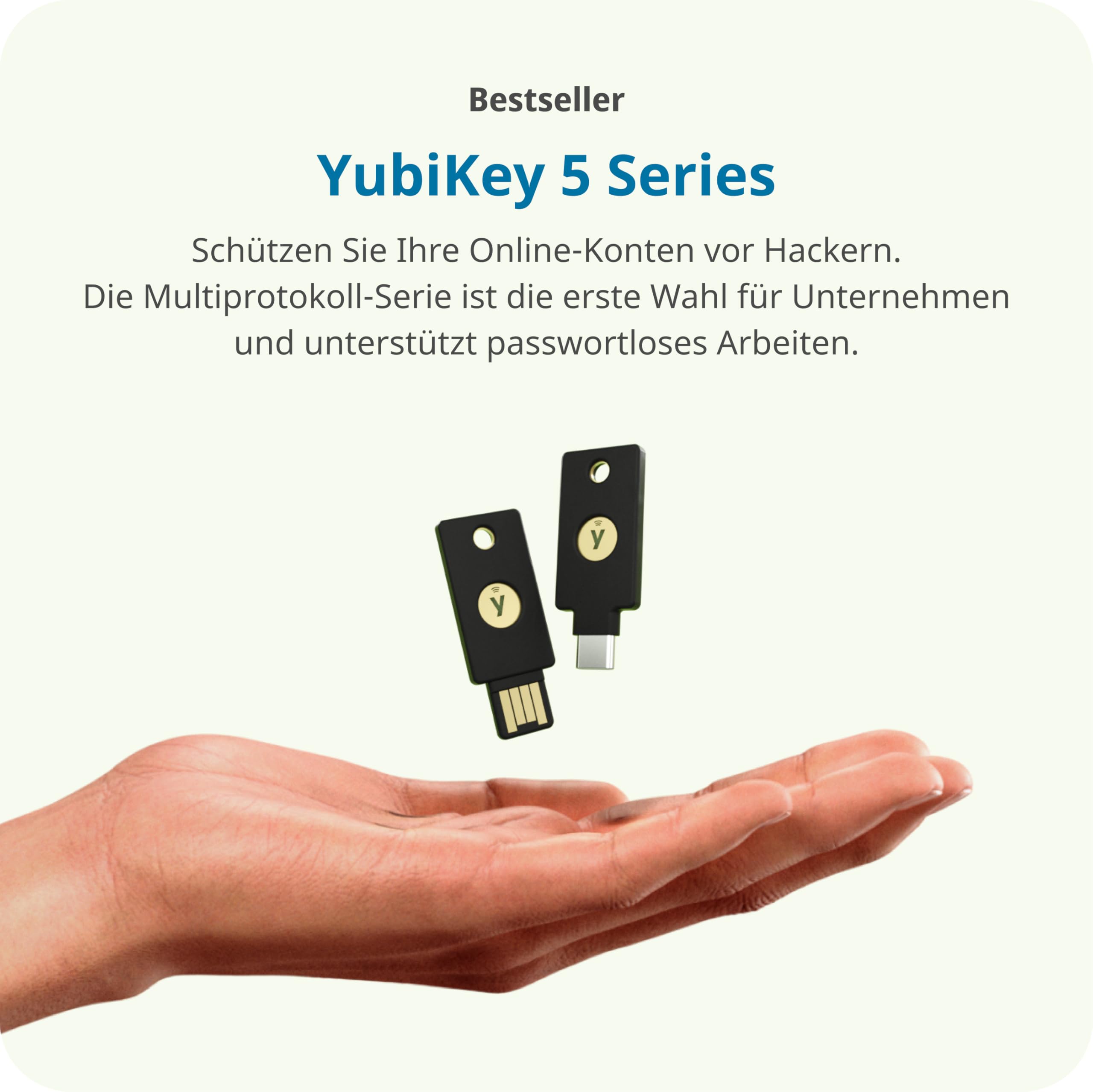 Yubico – YubiKey 5 NFC – Sicherheitsschlüssel für Zwei-Faktor-Authentifizierung (2FA), Verbindung über USB-A oder NFC, FIDO-Zertifiziert – Schützen Sie Ihre Onlinekonten