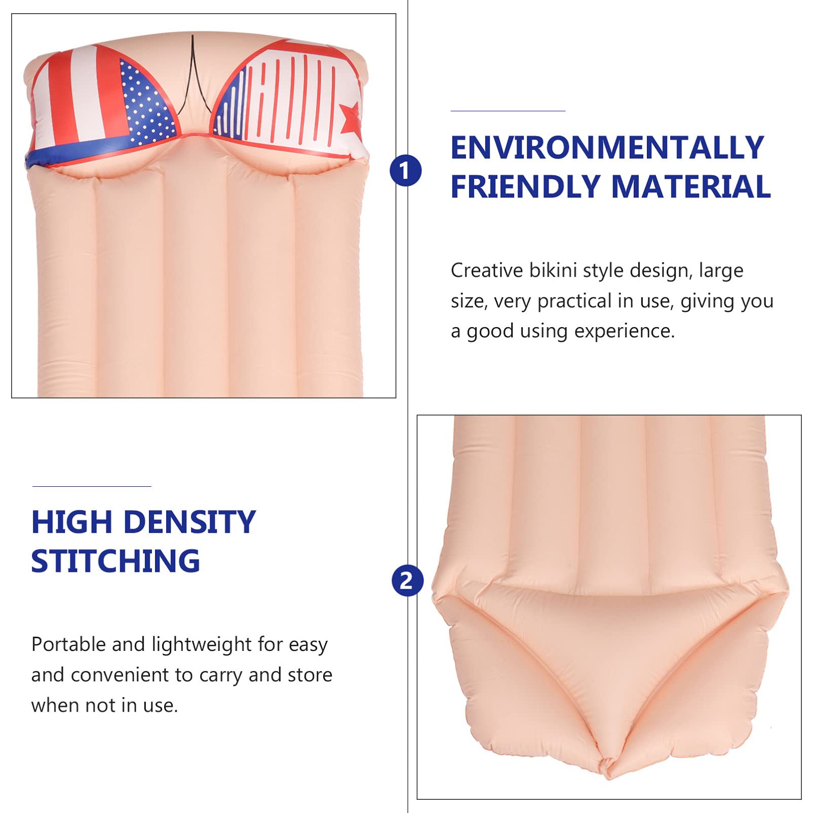 Kisangel Cama Flotante Inflable para Natación Colchoneta Flotante Patrón de Bikini Cojín de Natación para Adultos Piscina o Playa