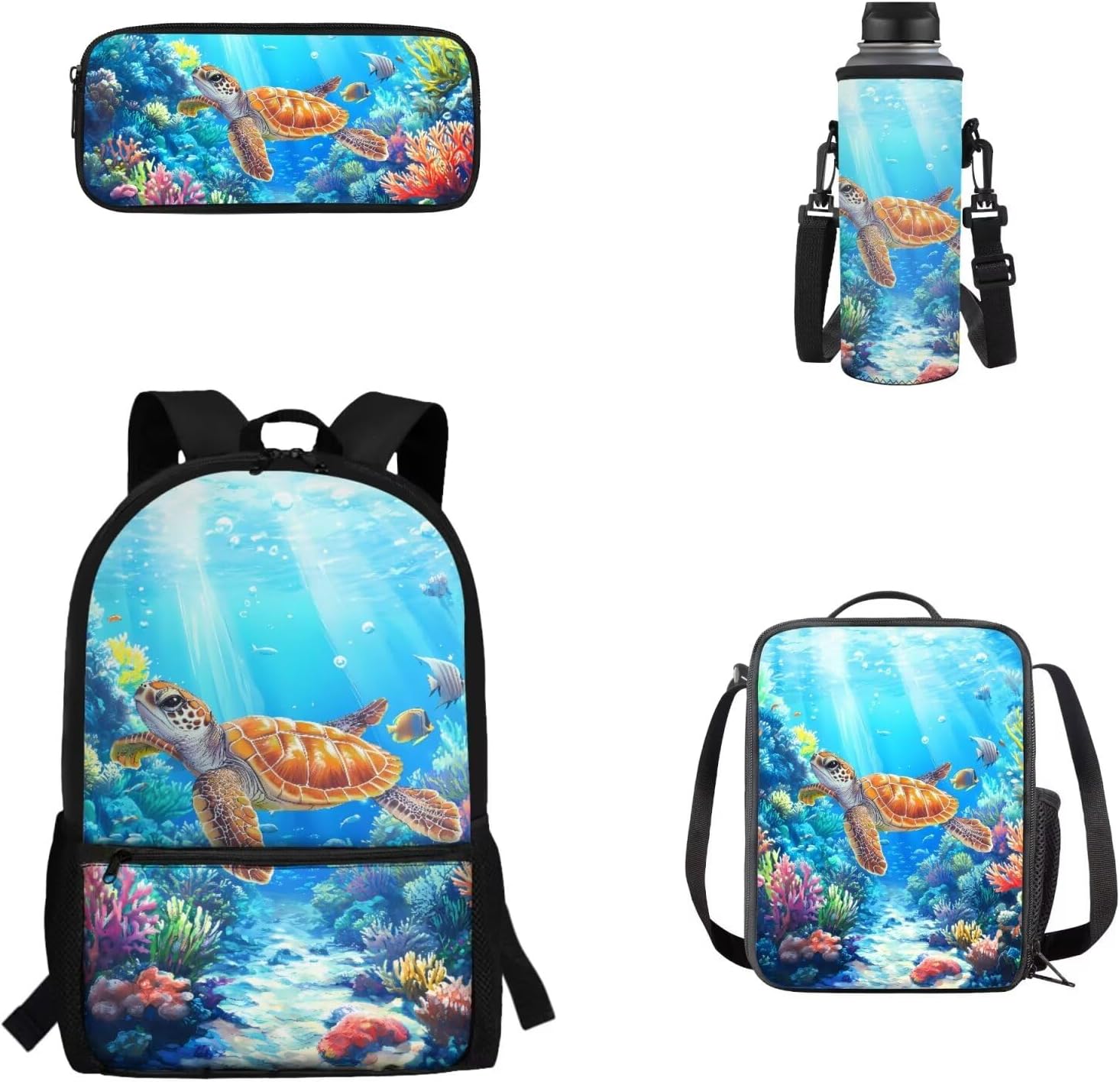 Boys Race Car Backpack for Kids with Lunch Box Pencil Case Water Bottle Sleeve Set, Large Capacity Bookbags Travel Bag Elementary Middle School Students, 4pcs Back To School Gift