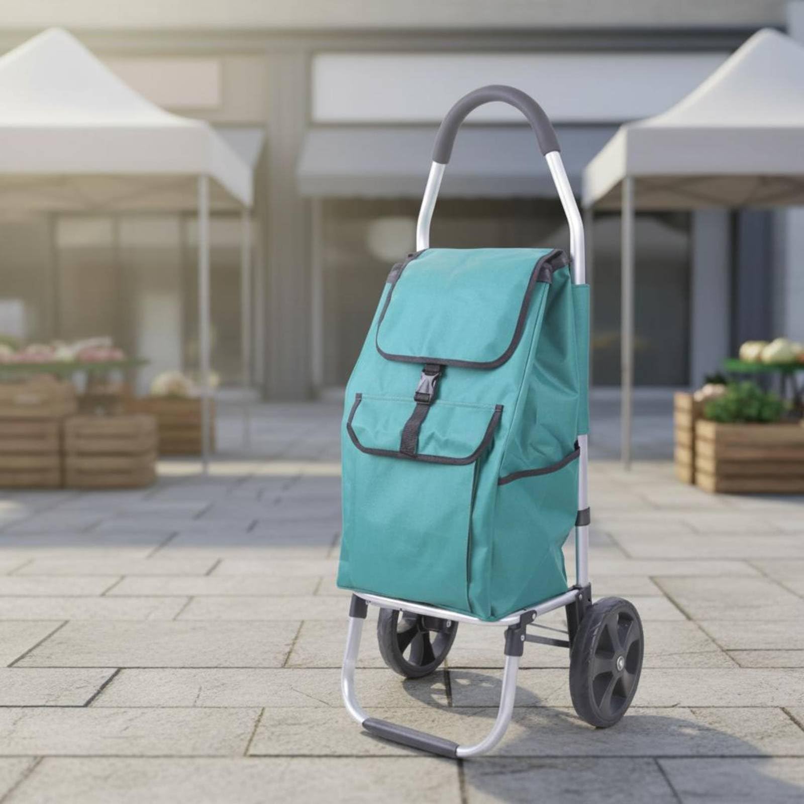 Faltbarer Einkaufswagen Einkaufstrolley Einkaufskorb Transportwagen Handwagen mit Leichtem Aluminiumrahmen Und Großen Rädern Klappbar für Supermarkt, Color to 1
