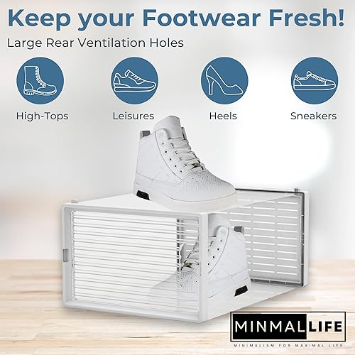 Miniatura 3 de Contenedor transparente  Paquete de 6 cajas de zapatos de plástico transparente apilables, cajas de zapatos transparentes apilables  Contenedores