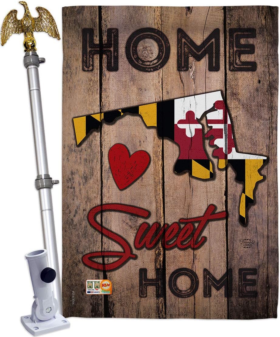 State Maryland Home Sweet House Flag Americana States USA American Territories Republic Country Particular Area Small Decorative Gift Yard Banner Double-Sided Made In 28 X 40
