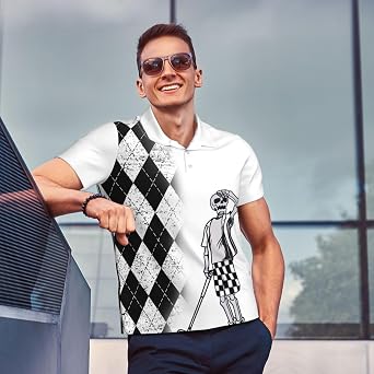 Men's Funny Golf Shirts Hawaiian Polo Shirts Short Sleeve Performance Moisture Wicking Dry Fit Beach Summer Golf Polo Shirts