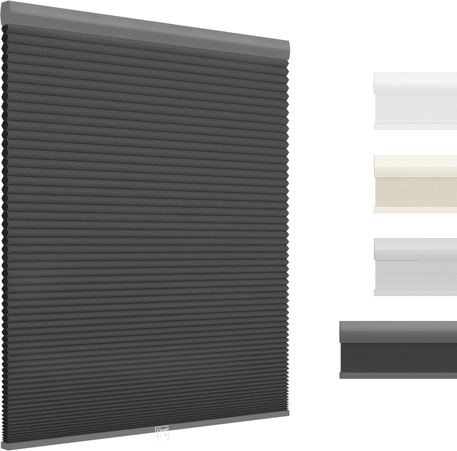 Blackout Cordless Cellular Shades, Honeycomb Blinds for Indoor Windows, for Window Size 48" W × 64" H Black Blackout Black 48" W × 64" H