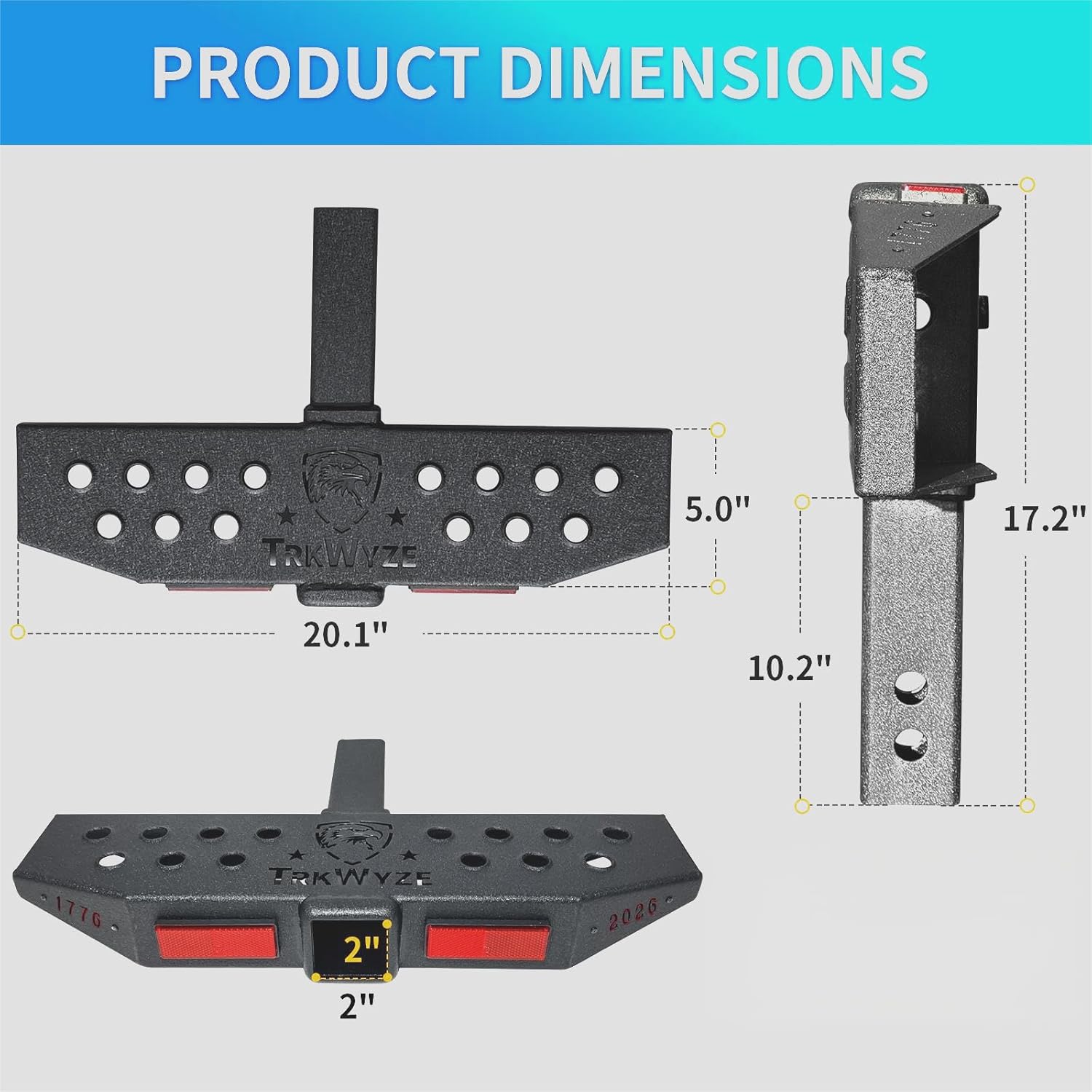 America 250 Edition 3-in-1 Hitch Step, Anti-Slip, X-Large Stepping Surface (20"x5") for Secure Footing, Rust-Resistant Dual-Layer Finish, 7500 LB Tow Capacity, Hitch Cover & Stabilizer Included