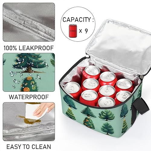 Miniatura 5 de Art Winter Christmas Texture Insulated Lunch Bag Women Reusable Lunch Tote Square Meal Bag for Adults Men Cooler Lunch Box for Work Travel Picnic