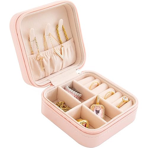 KElofoN Travel jewelry Organizer Travel jewelry case Travel Jewelry box Small Jewelry Organizer Box for Girls Women（pink）