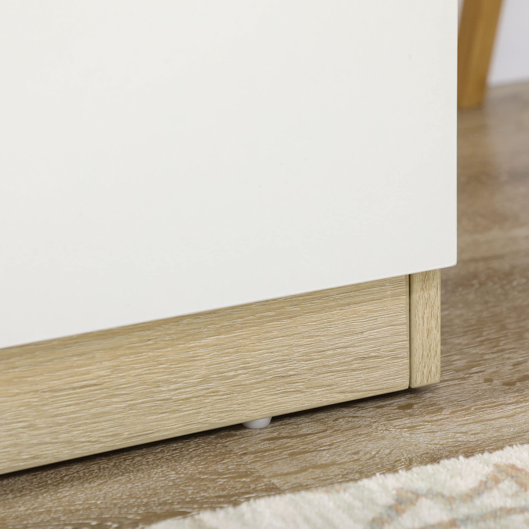 HOMCOM Cassettiera 6 Cassetti Moderna in Legno, Mobile Cassettiera per Camera da Letto 135x48x77cm, Bianco e Legno