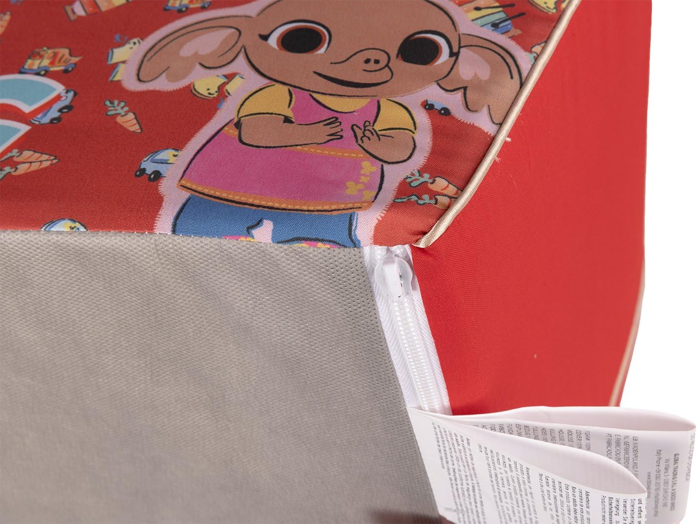 Poltroncina Bing Rossa per Bambini - Comoda e Sicura, Design Divertente con Bing e Flop - Perfetta per Camerette e Angoli Gioco