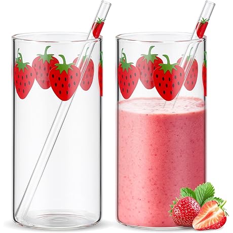 Tessco Strawberry Kitchen Decor Elegant Glass Cups
