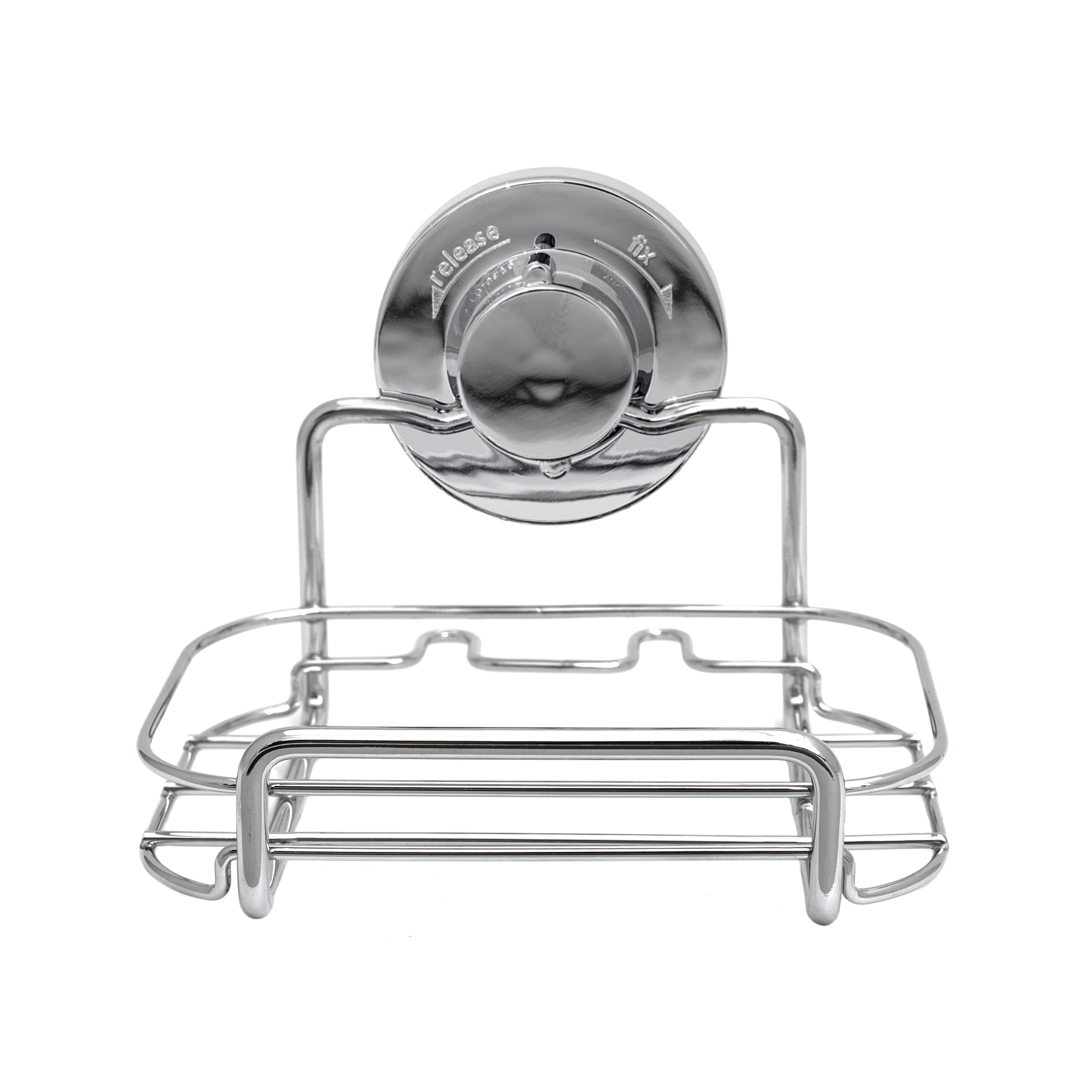 Blisshome Chrome Lock 'N Roll Suction Cup Soap Dish: No-Drill, Rust-Resistant & Abs, 5Kg Capacity, Ideal Shower Caddy For Essentials, Easy Install Wall Mounted Bathroom Organiser