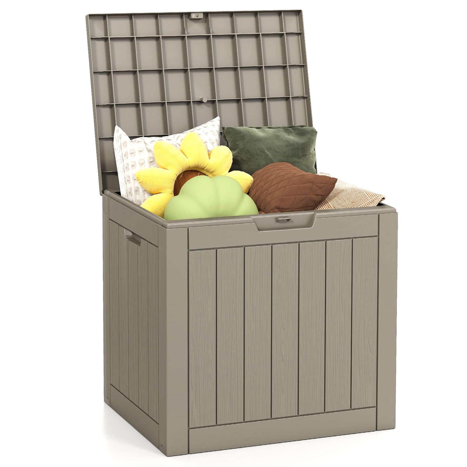 Skepphlay 30 Gallon Deck Box Outdoor Waterproof, Outdoor Storage Box Lockable, Resin Storage Bin for Package Delivery, Garden Tools, Patio Cushions (Beige)-image-32