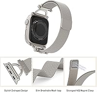 Vista 6 de Correa de malla estrecha compatible con Apple Watch Band de 1.654 pulgadas, 1.732 pulgadas, 1.772 pulgadas, 1.496 pulgadas, 1.575 pulgadas, 1.614