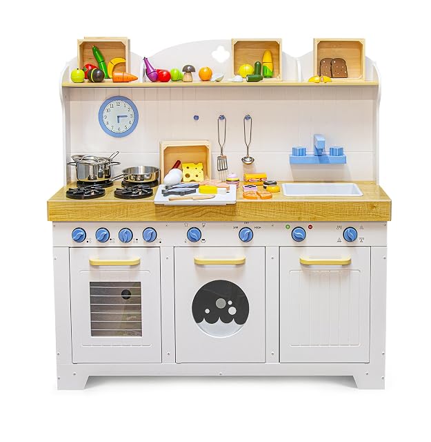 Foto 5 de 8 de Leomark Cocina de Juguete de Madera Saint Tropez + Cajas de Madera con Productos alimenticios