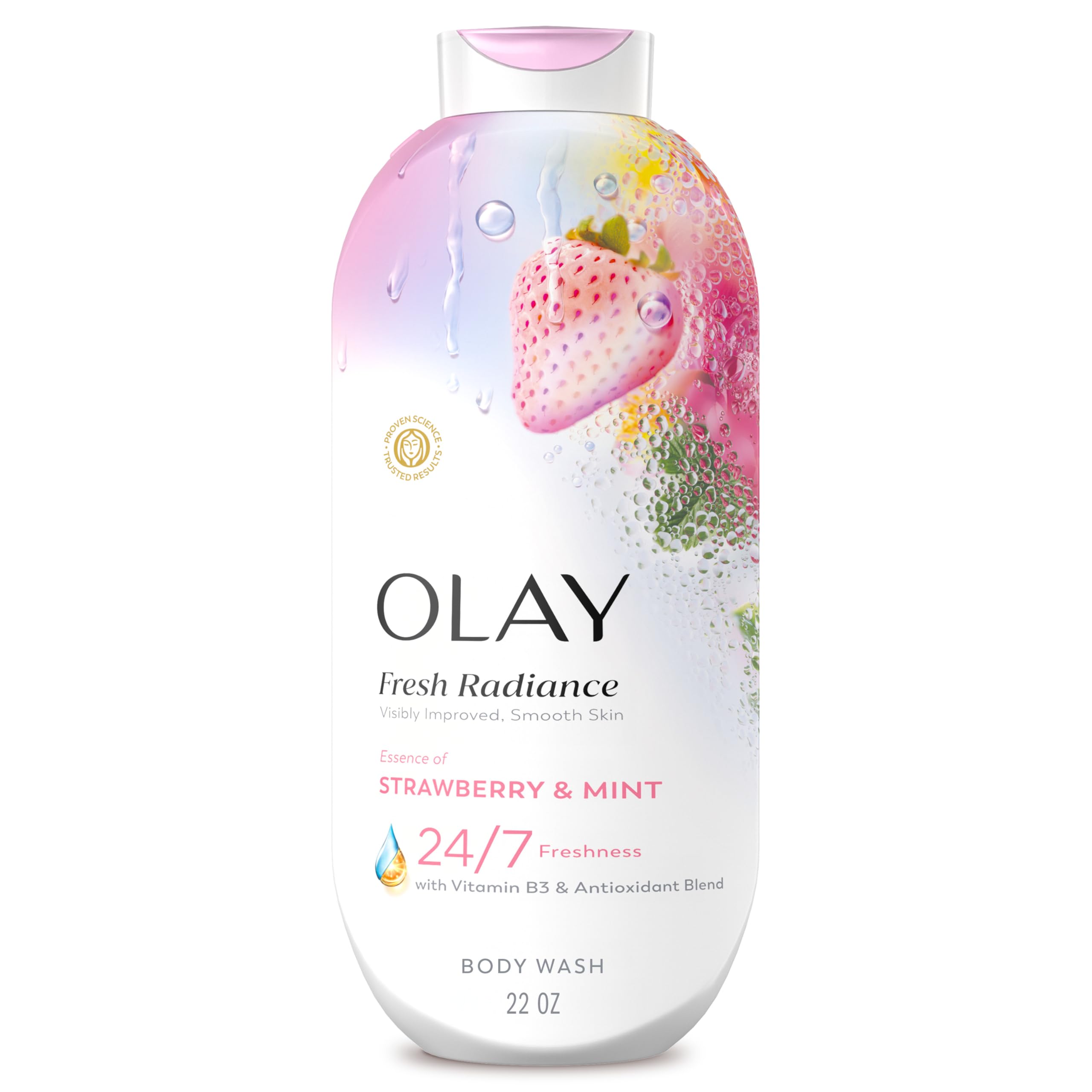 Olay Body Wash for Women Fresh Radiance 24 7 Skin-Loving Freshness Visibly Radiant Plant Based Cleansers Vitamin B3