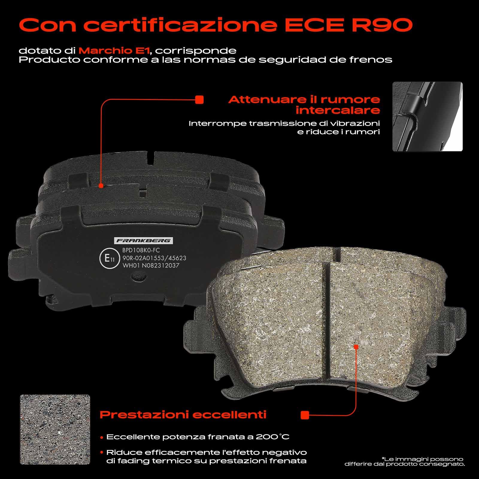 Frankberg Set freni incl. 2x Dischi Freno Ø282mm + 4x Pastiglie dei Freni Posteriore Compatibile con Golf V 1K1 Golf VI 5K1 Golf Plus 521 5M1 Golf VI Variante AJ5 Replace# 3CD615601