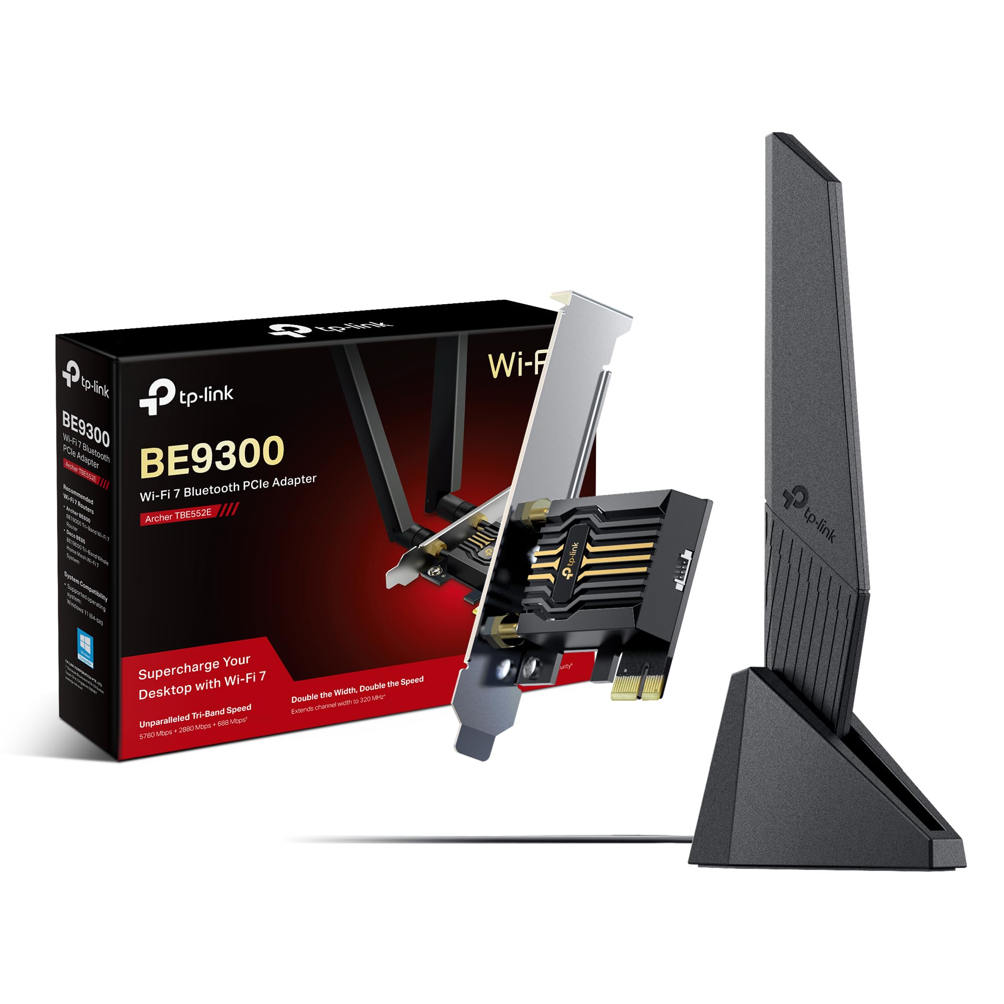 NEW TP-Link Archer TBE553E WiFi 7 Card BE9300 Mbps Wireless Bluetooth 5.4 PCIe wifi card, Intel Compatible Only, Tri-band, Low-Profile Bracket, PCI Express WiFi Card for Desktop Windows 10/11(64Bit)