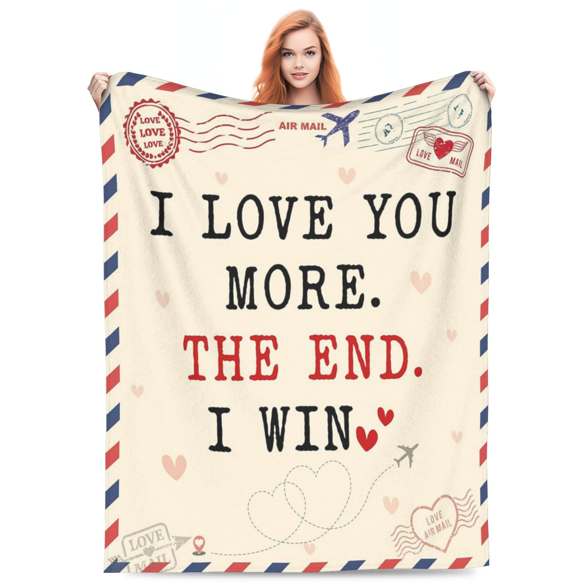 Xinvast Anniversary Couple Gifts for Women - I Love You More Soft Fleece Throw Blanket 50x60 in - Birthday Romantic Gifts for Girlfriend Boyfriend Wife Husband, I Love You Gift for Him Her