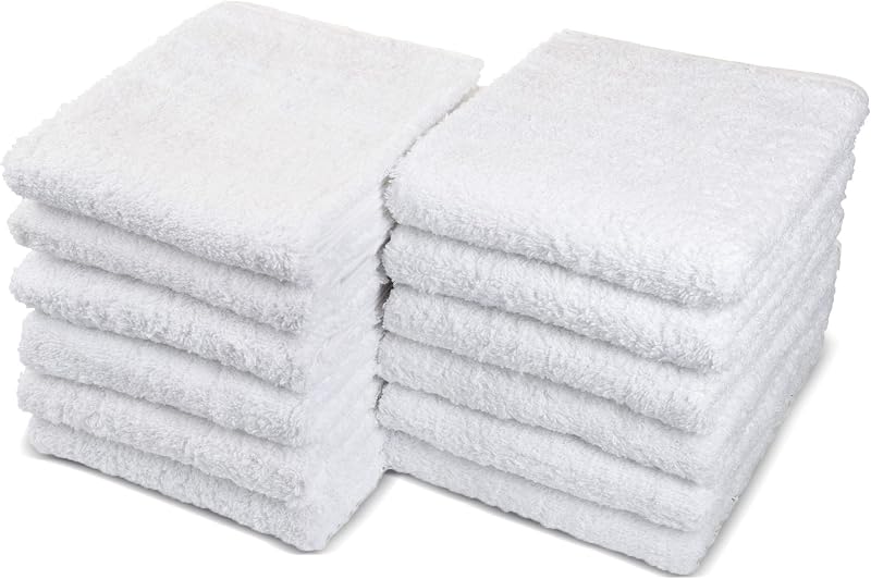 Toalhas de Limpeza Automotiva de Algodão 100% Brancas Groko Textiles, 12 Unidades