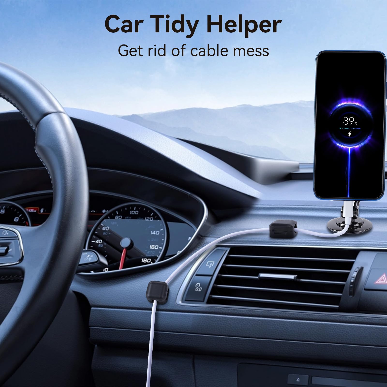 Organizzatore Cavi Set 6 Clip Magnetiche Per Cavi - Organizzatore Autoadesivo, Rotazione 360°, Per Scrivania E Casa Clip Magnetiche Cavi